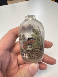Six Chinese famille rose, enamelled copper and inside-painted glass snuff bottles, various signatures, Qianlong mark, 19/20th C.