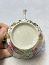 A Chinese Canton famille rose 'Rockefeller Pattern' cup and saucer, 19th C.