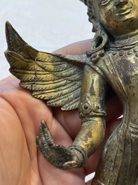 A pair of gilt-copper figures of Garuda, possibly Nepal, 17/18th C.