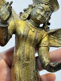 A pair of gilt-copper figures of Garuda, possibly Nepal, 17/18th C.