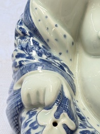 A Chinese blue and white Milefo Buddha, Wei Hongtai 魏洪泰 mark, 19th C.