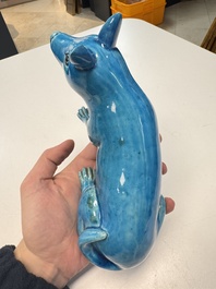 A Chinese turquoise-glazed model of a dog, Qianlong mark, 19th C.