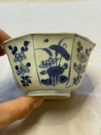 Six Chinese 'Hatcher Cargo' bowls and two blue and white shipwreck bowls, Transitional period