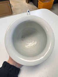 A Chinese blue and white 'Floral' chamber pot, Transitional period