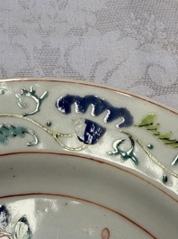 Three Chinese famille rose plates with floral design, Yongzheng