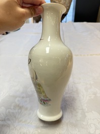 A Chinese famille rose 'Magu and Shoulao' vase, Shen De Tang Zhi 慎德堂製 mark, Republic