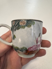 A Chinese famille rose 'Judgement of Paris' cup and saucer, Qianlong