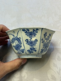 Six Chinese 'Hatcher Cargo' bowls and two blue and white shipwreck bowls, Transitional period
