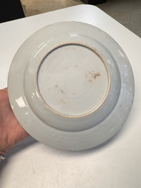 Eight Chinese blue and white, famille verte and Imari-style plates, Kangxi