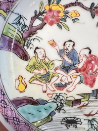 A Chinese famille rose 'Fishermen' cup and saucer, Yongzheng