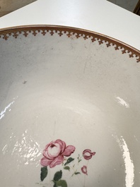 A rare Chinese famille rose 'Satyr Watching a Sleeping Venus' punch bowl, Qianlong