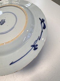 Eight Chinese blue and white, famille verte and Imari-style plates, Kangxi