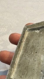 A fine Chinese blue and white rectangular seal paste box and cover, Ming