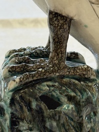 A fine Chinese polychrome-glazed hawk, 19th C.
