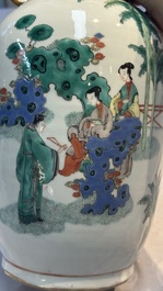 A Chinese famille verte vase with narrative design, Xuande mark, 19th C.