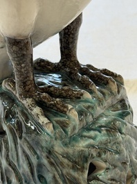 A fine Chinese polychrome-glazed hawk, 19th C.