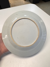 Eight Chinese blue and white, famille verte and Imari-style plates, Kangxi