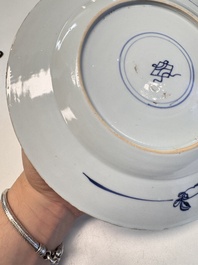 Eight Chinese blue and white, famille verte and Imari-style plates, Kangxi