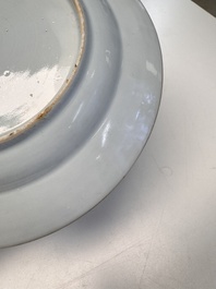 Eight Chinese blue and white, famille verte and Imari-style plates, Kangxi