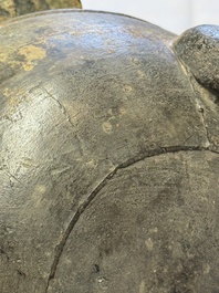 A Chinese archaic bronze tripod food vessel and cover, Ding 鼎, Eastern Zhou