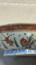 Eight Chinese famille rose and verte wares, 19/20th C.