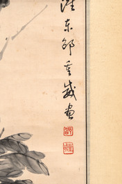 Chinese school: 'Peony' and 'Snowscape', ink and colour on paper and silk, signed Shao Chongwei 卲重威 and Xia Gui 夏珪, 20th C.