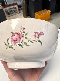 A rare Chinese famille rose 'Satyr Watching a Sleeping Venus' punch bowl, Qianlong