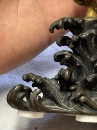 A Chinese parcel-gilt cloisonn&eacute; and bronze 'Conch Shell' Buddhist emblem, 18/19th C.