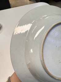 A pair of Chinese armorial soup plates with the arms of Saunders for the English market, Qianlong, ca. 1745