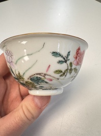 A pair of Chinese famille rose bowls with floral design, Guangxu mark of the period