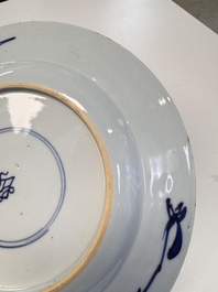 Eight Chinese blue and white, famille verte and Imari-style plates, Kangxi
