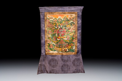 Two Tibetan thangkas depicting Vajrabhairava and Yab-Yum, 19/20th C.