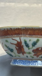 Eight Chinese famille rose and verte wares, 19/20th C.
