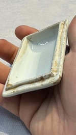 A fine Chinese blue and white rectangular seal paste box and cover, Ming