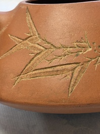 A Chinese Yixing stoneware inscribed teapot, Shao Youlan 卲友蘭 mark, Republic