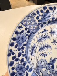 Eight Chinese blue and white, famille verte and Imari-style plates, Kangxi