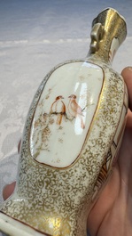 A Chinese Canton famille rose gilt-decorated vase with figural design, Qianlong