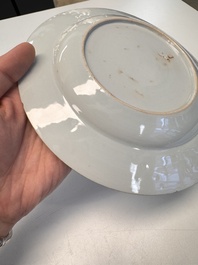 Eight Chinese blue and white, famille verte and Imari-style plates, Kangxi