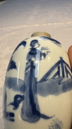 A Chinese blue and white 'Long Eliza' tea caddy and cover, Chenghua mark, Kangxi