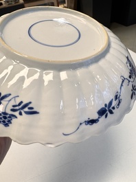 A pair of Chinese famille verte 'Sea Creatures' lobed plates, Kangxi