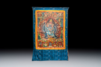 Two Tibetan thangkas depicting Vajrabhairava and Yab-Yum, 19/20th C.