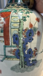 A Chinese famille verte vase with narrative design, Xuande mark, 19th C.
