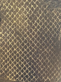 A Korean silver-inlaid iron 'He Lu Tong Chun 鶴鹿同春' tripod censer, Joseon, 18th C.