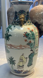 A Chinese famille verte vase with narrative design, Xuande mark, 19th C.
