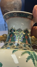 A Chinese famille verte vase with narrative design, Xuande mark, 19th C.