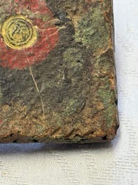 A gilt polychrome stucco votive plaque, Tsha Tsha, Tibet, 18/19th C.