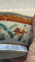 Eight Chinese famille rose and verte wares, 19/20th C.