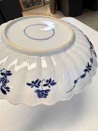 A pair of Chinese famille verte 'Sea Creatures' lobed plates, Kangxi
