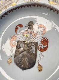 A pair of Chinese armorial soup plates with the arms of Saunders for the English market, Qianlong, ca. 1745