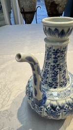 A Chinese blue and white 'Floral' kendi, Kangxi